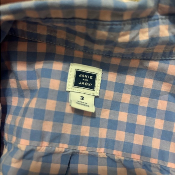 Janie and Jack Blue Gingham Poplin Shirt Size 3T - Picture 5 of 5